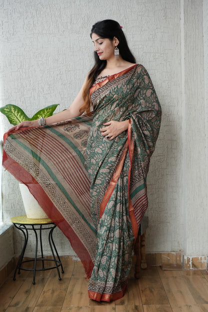 Exclusive Maheshwari Silk Saree | Hand Block & Traditional Bagru Prints