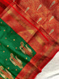Paithani Silk Saree with Rich Contrast Weaving Pallu & Border
