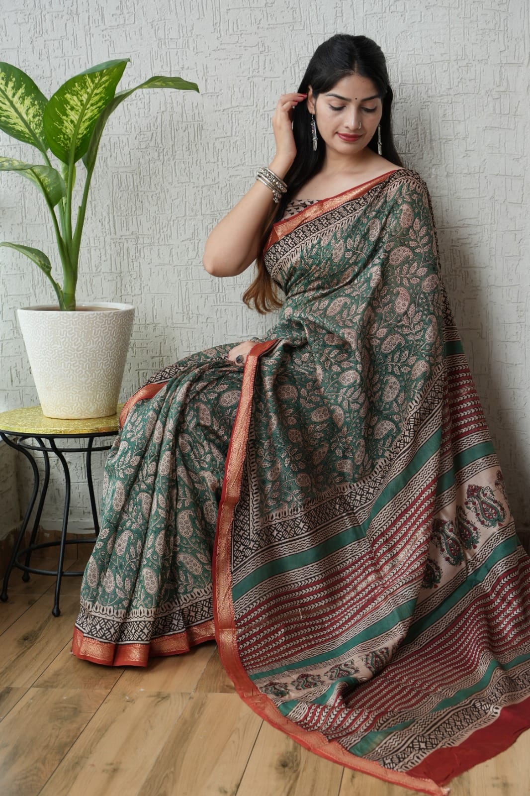 Exclusive Maheshwari Silk Saree | Hand Block & Traditional Bagru Prints