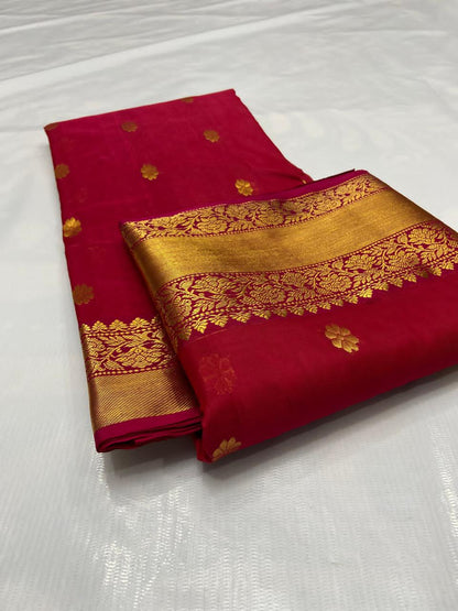 Nakshi Border Katan Silk Saree with Jhad Palla