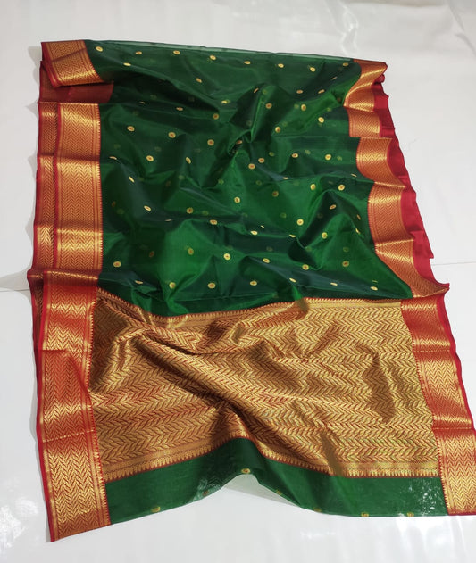 Nakshi Border Katan Silk Saree with Taraz Palla