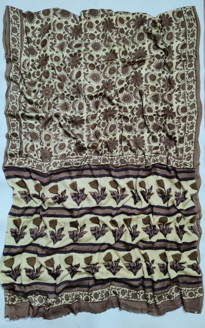 Premium Natural Ajrakh Hand Block Printed Modal Silk Saree