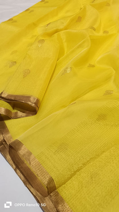 Pure Chanderi Handloom Katan Organza Silk Saree – Elegant Traditional Wear