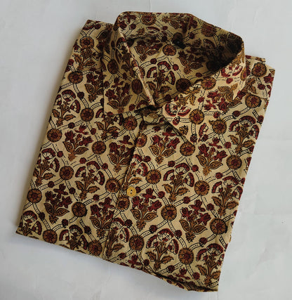 Hand Block Printed Pure Cotton Men’s Shirts – Natural Dye & Handcrafted
