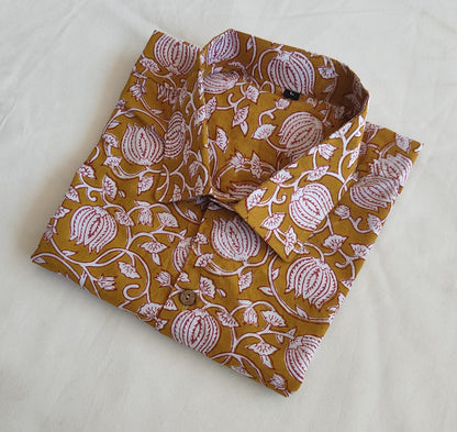 Hand Block Printed Pure Cotton Men’s Shirts – Natural Dye & Handcrafted