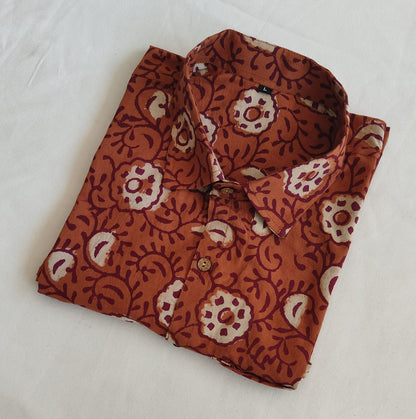 Hand Block Printed Pure Cotton Men’s Shirts – Natural Dye & Handcrafted