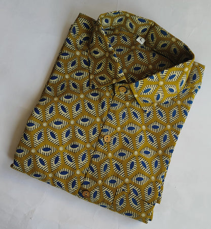 Hand Block Printed Pure Cotton Men’s Shirts – Natural Dye & Handcrafted