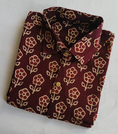 Hand Block Printed Pure Cotton Men’s Shirts – Natural Dye & Handcrafted