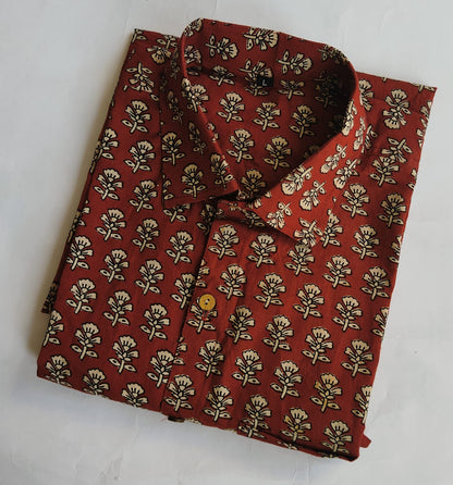 Hand Block Printed Pure Cotton Men’s Shirts – Natural Dye & Handcrafted