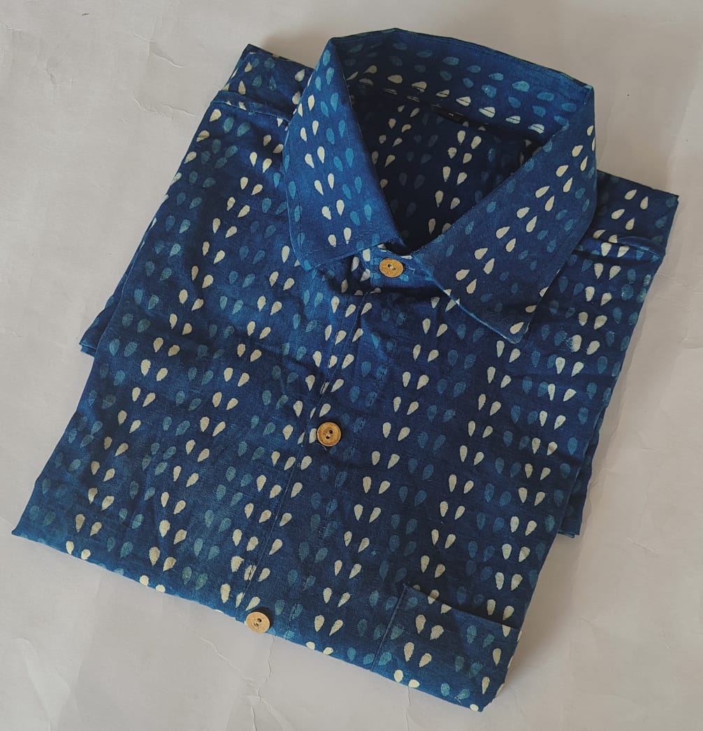 Hand Block Printed Pure Cotton Men’s Shirts – Natural Dye & Handcrafted