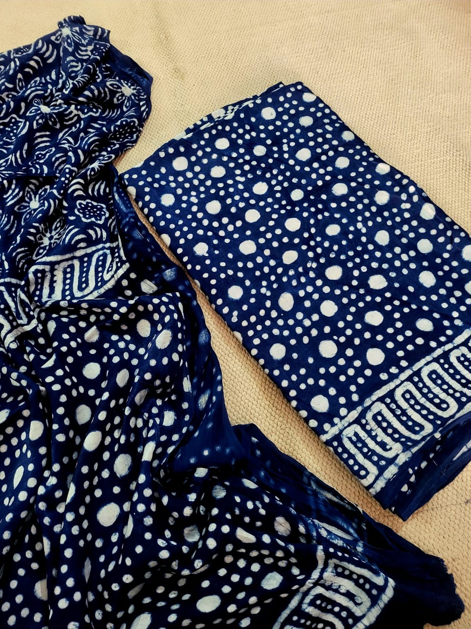 Vanaspati Natural Vegetable Dye Modal Silk Suit (Ajrakh Print)