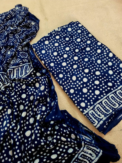 Vanaspati Natural Vegetable Dye Modal Silk Suit (Ajrakh Print)