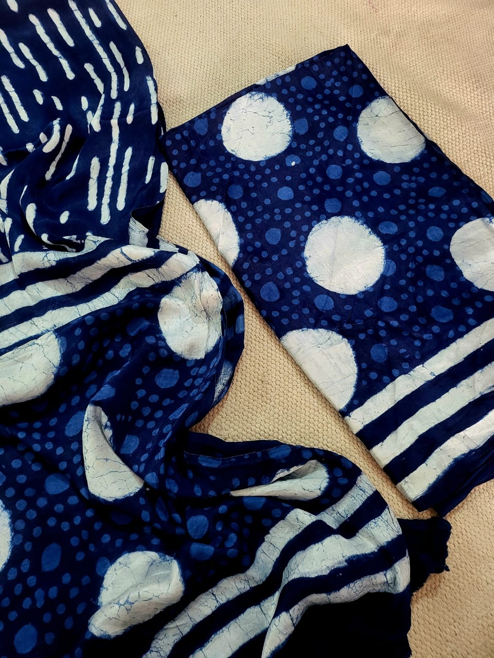 Vanaspati Natural Vegetable Dye Modal Silk Suit (Ajrakh Print)