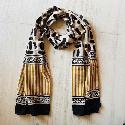 Pure Hand Block Printed Cotton Stole (2 m × 22 in)
