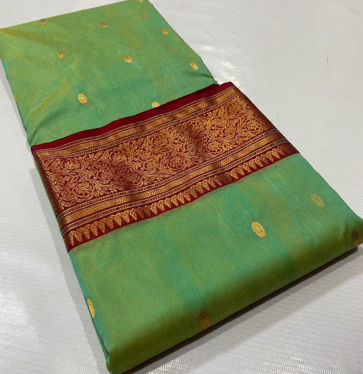Royal Rajwadi Minakari Buti Katan Silk Chanderi Saree