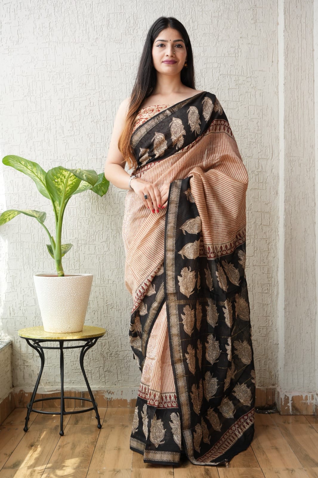 Exclusive Maheshwari Silk Saree | Hand Block & Traditional Bagru Prints