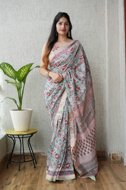 Exclusive Maheshwari Silk Saree | Hand Block & Traditional Bagru Prints