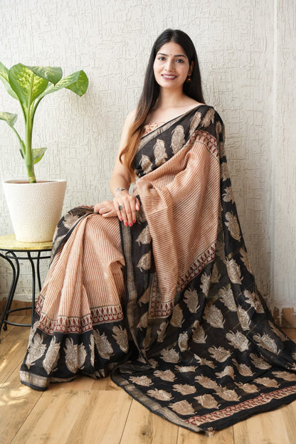 Exclusive Maheshwari Silk Saree | Hand Block & Traditional Bagru Prints