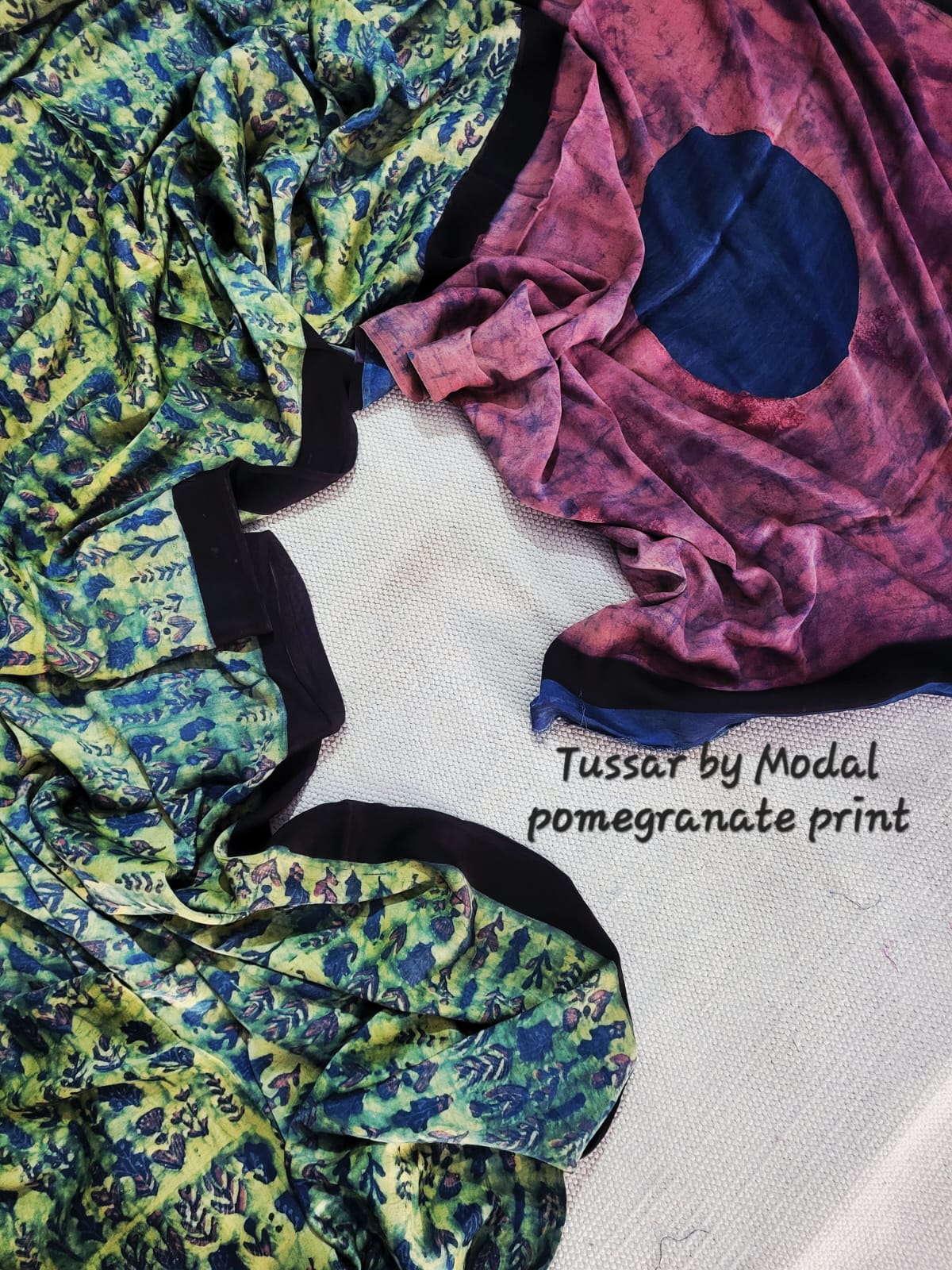 Premium Tussar by Modal Silk Saree with Vanaspati Pomegranate Print