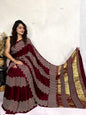 Pure Modal Silk Ajrakh Saree with Lagadi Patta (Hand Print)