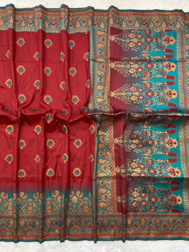 Premium Soft Paithani Silk Saree with Weaving Zari & Tassels