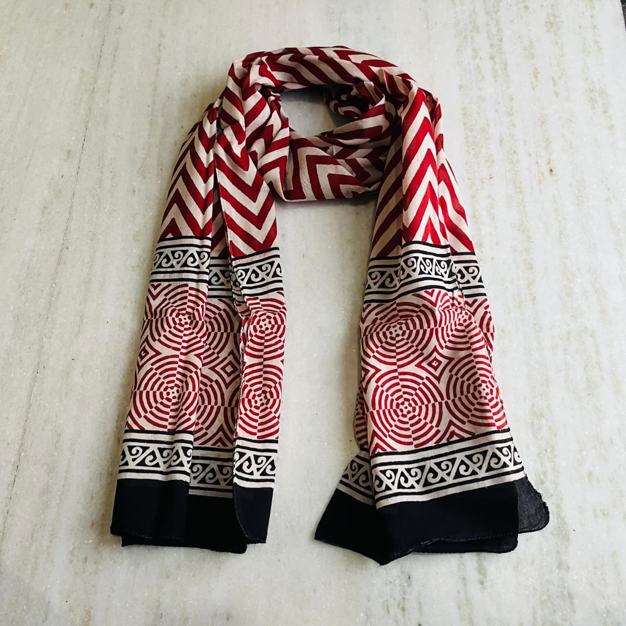 Pure Hand Block Printed Cotton Stole (2 m × 22 in)