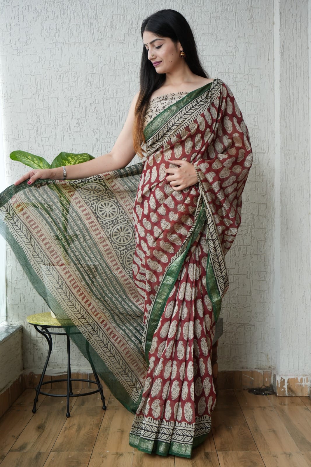 Exclusive Maheshwari Silk Saree | Hand Block & Traditional Bagru Prints