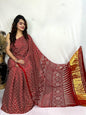Pure Modal Silk Ajrakh Saree with Lagadi Patta (Hand Print)