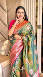 Soft & Elegant Banarasi Silk Saree with Rich Pallu & Contrast Border