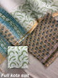 Premium Pure Full Kota Doria Suit | Hand Block Printed Silk Cotton Set