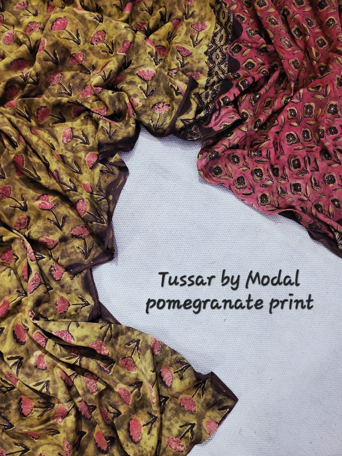 Premium Tussar by Modal Silk Saree with Vanaspati Pomegranate Print