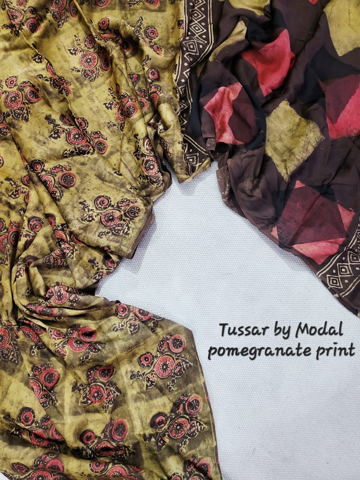 Premium Tussar by Modal Silk Saree with Vanaspati Pomegranate Print