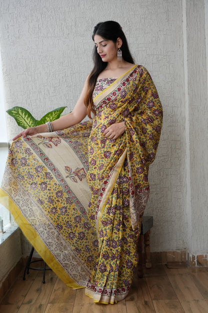 Exclusive Maheshwari Silk Saree | Hand Block & Traditional Bagru Prints