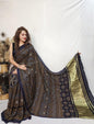 Pure Modal Silk Ajrakh Saree with Lagadi Patta (Hand Print)