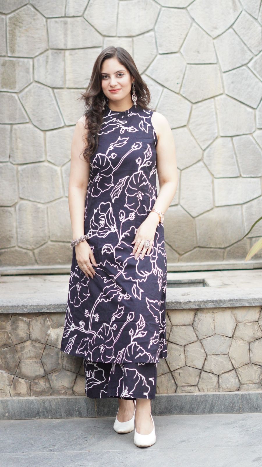 Beautiful Aline Cotton Kurta Set | Cotton Palazzo & Mega Sleeves