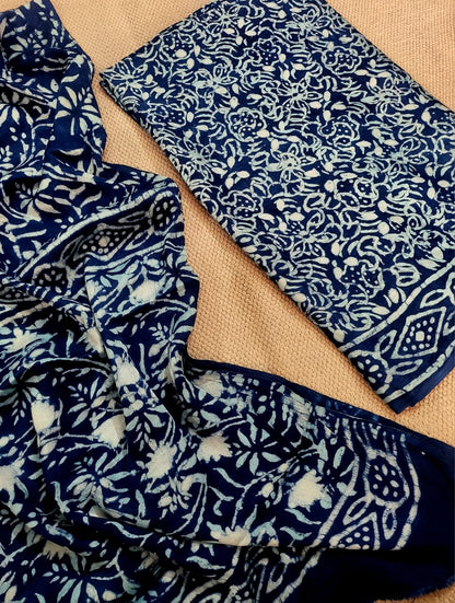 Vanaspati Natural Vegetable Dye Modal Silk Suit (Ajrakh Print)