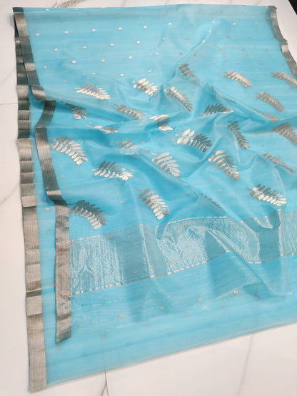 Piping Border Katan Organza Silk Saree