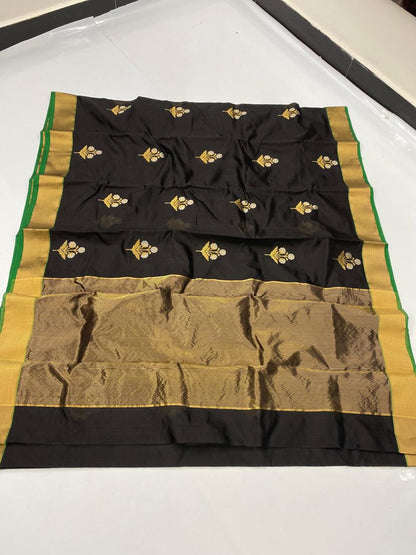 Soft Pattu Silk Saree with Meenakari Booti Work