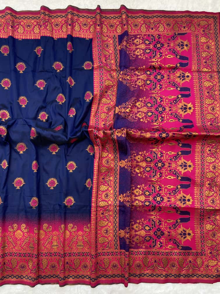 Premium Soft Paithani Silk Saree with Weaving Zari & Tassels