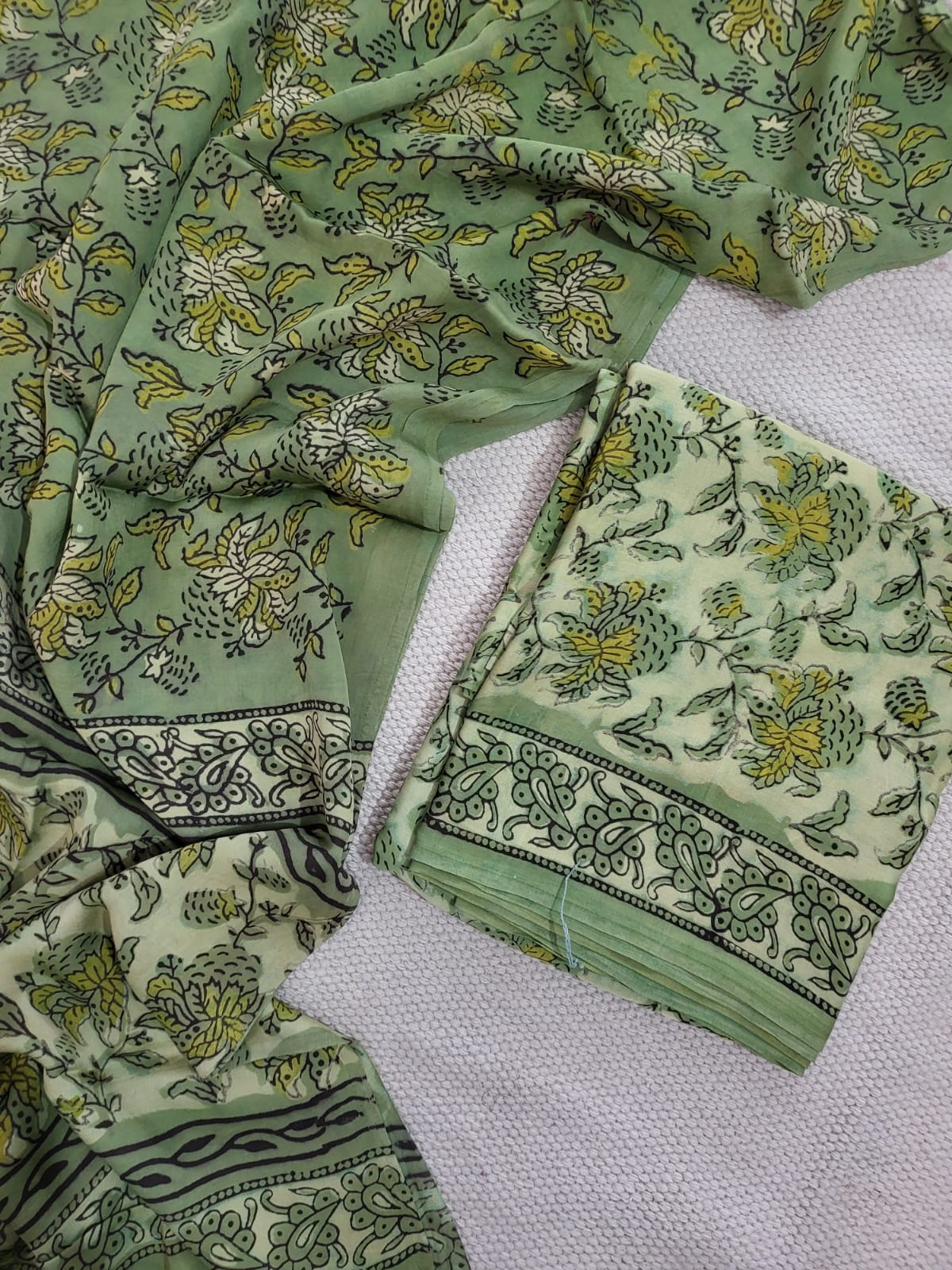 Vanaspati Natural Vegetable Dye Modal Silk Suit (Ajrakh Print)