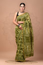 Hand Block Printed Bagru Pure Chanderi Saree with Blouse Piece