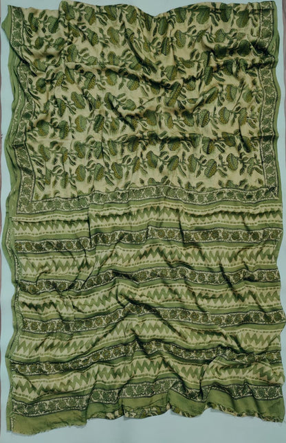 Premium Natural Ajrakh Hand Block Printed Modal Silk Saree