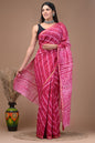 Hand Block Printed Bagru Pure Chanderi Saree with Blouse Piece