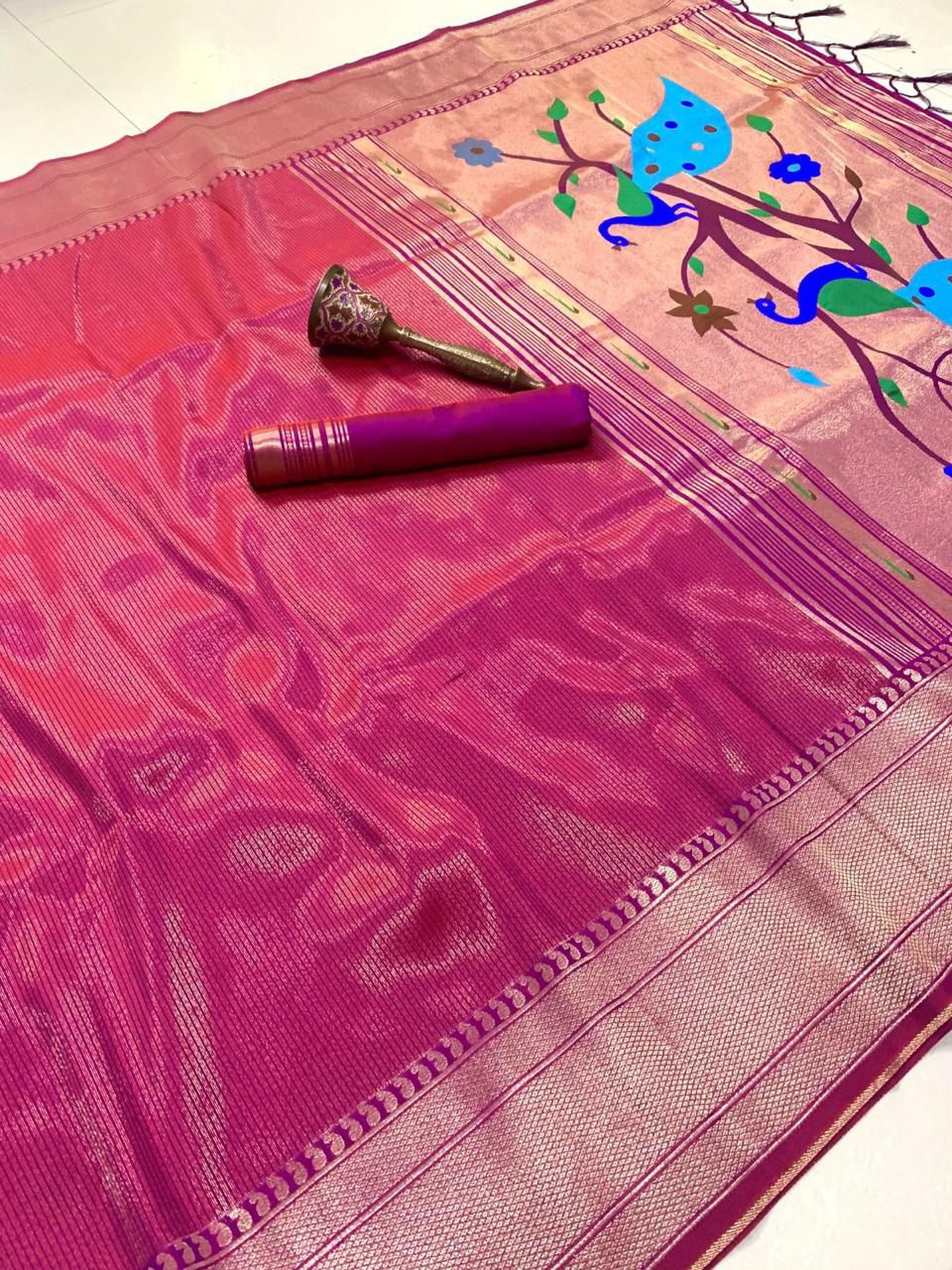 Pure Soft Zari Kanchivaram Tissue Paithani Silk Saree