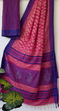 Hand Block Printed Cotton Silk Saree with Temple Border (Ajrakh & Dabu)