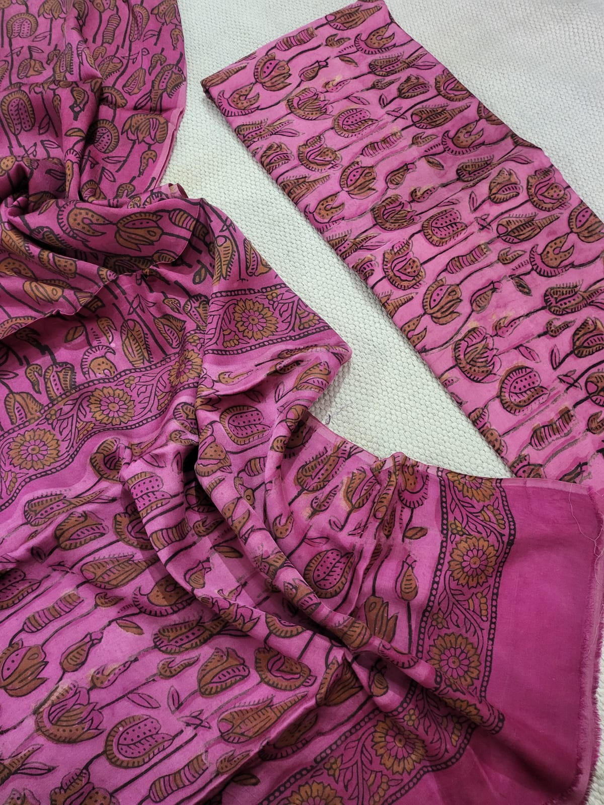 Vanaspati Natural Vegetable Dye Modal Silk Suit (Ajrakh Print)