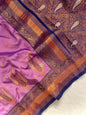 Paithani Silk Saree with Rich Contrast Weaving Pallu & Border