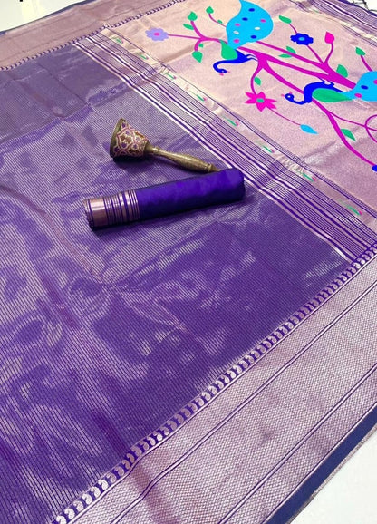 Pure Soft Zari Kanchivaram Tissue Paithani Silk Saree