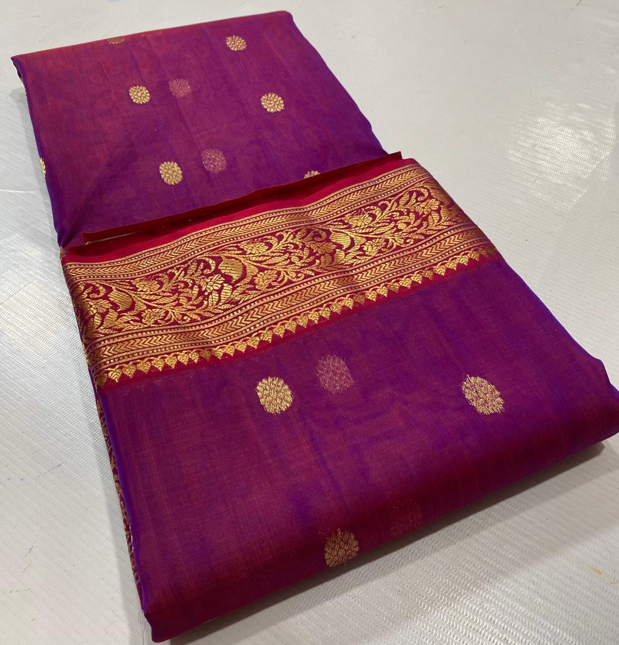 Royal Rajwadi Minakari Buti Katan Silk Chanderi Saree