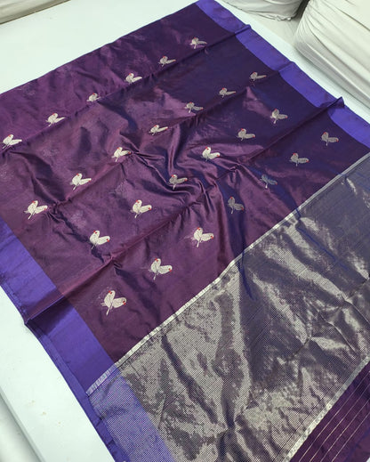 Designer Minakari Buta Pattu Silk Chanderi Saree